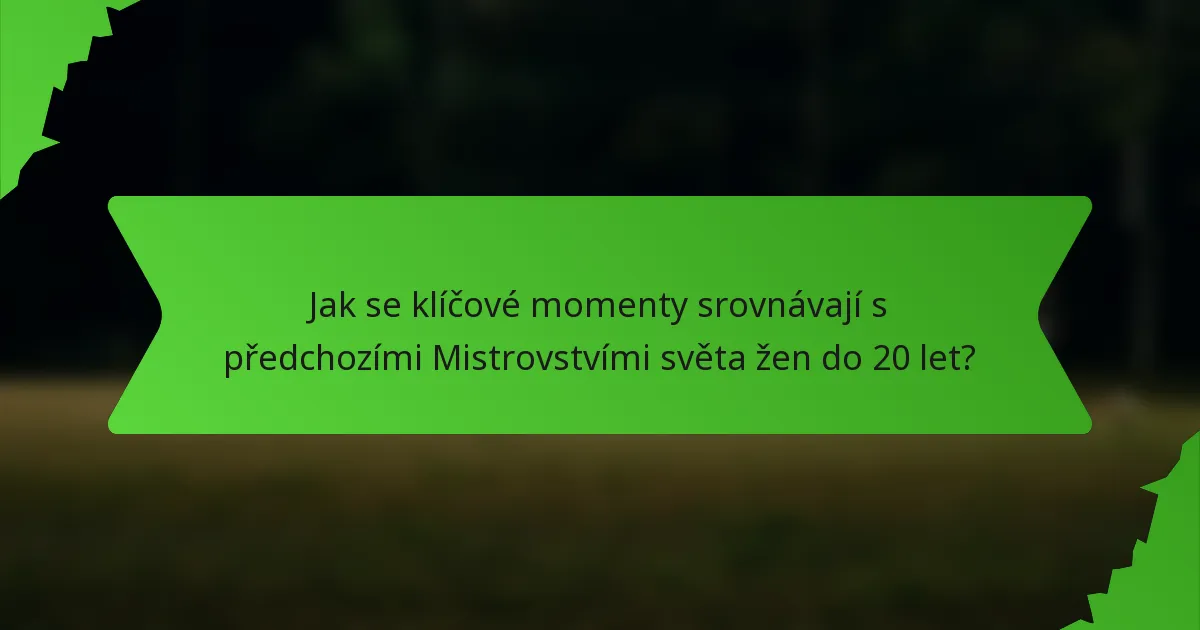 Jak se klíčové momenty srovnávají s předchozími Mistrovstvími světa žen do 20 let?